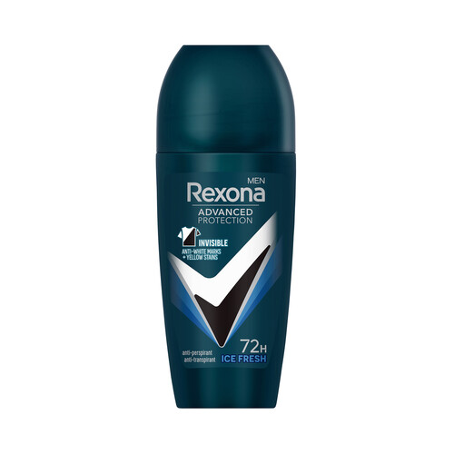 REXONA Men advanced protection ice fresh Desodorante roll on para hombre, que no deja manchas en la ropa 50 ml.