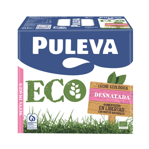 PULEVA Eco Leche desnatada pack de  6 uds  x 1 l.