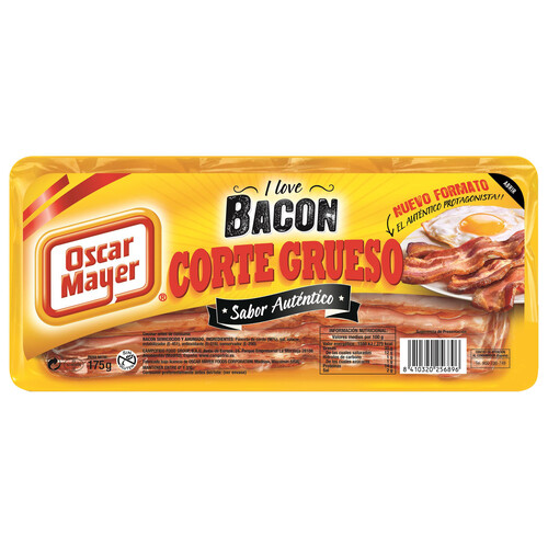 OSCAR MAYER Bacon semicocido y ahumado, sin gluten y cortado en lonchas gruesas OSCAR MAYER 175 g.