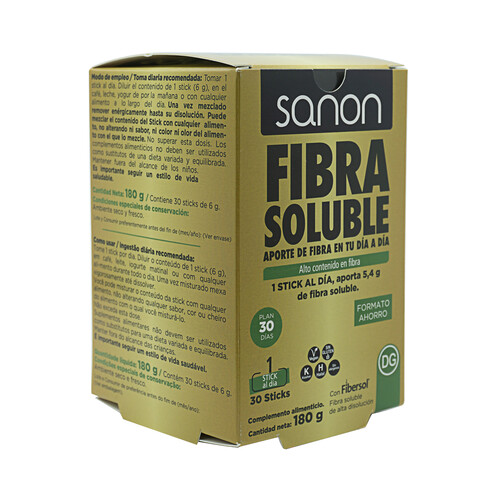 SANON Complemento alimenticio a base de fibra soluble de alta disolución 30 sticks.