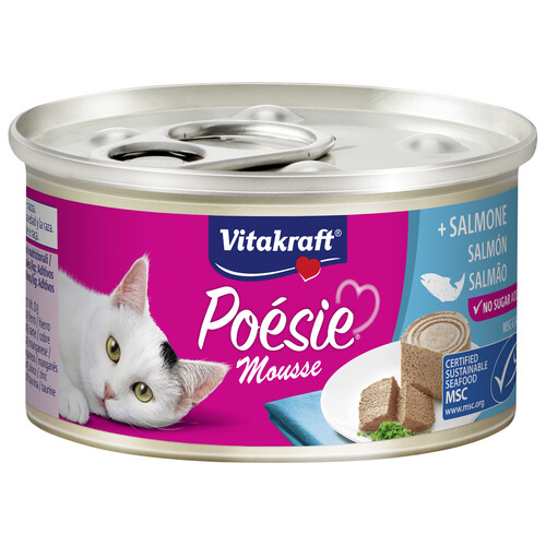 VITAKRAFT Alimento húmedo completo gatos adultos, salmón POESIE MOUSSE VITAKRAFT 85 g.