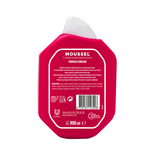 MOUSSEL Gel para baño o ducha con aceites esenciales naturales MOUSSEL Classique 900 ml.