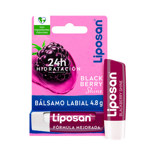 LIPOSAN Black berry shine Protector (bálsamo) labial hidrtante, con aroma a moras.