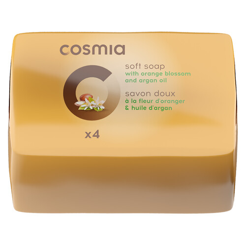 COSMIA Pastilla de jabón de tocador con flor de naranjo y aceite de argán COSMIA 4 x 90 g.