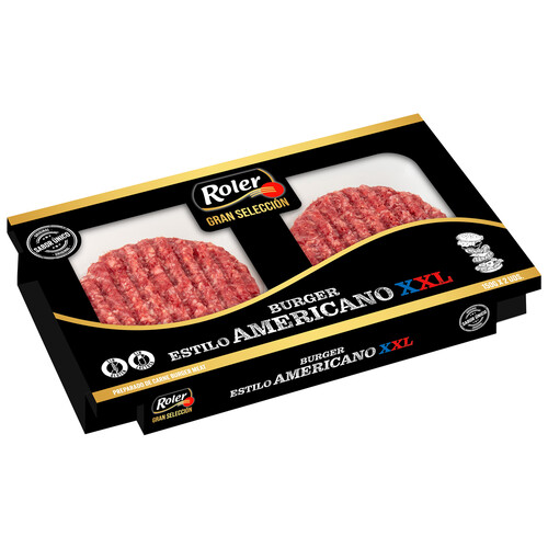 ROLER Gran selección Burger meat XXL de vacuno al estilo americano 2 x 150 g.