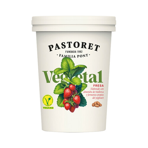 PASTORET Especialidad a base de almendra de Mallorca con fresa y fermentos del yoghourt Vegetal 500 g.