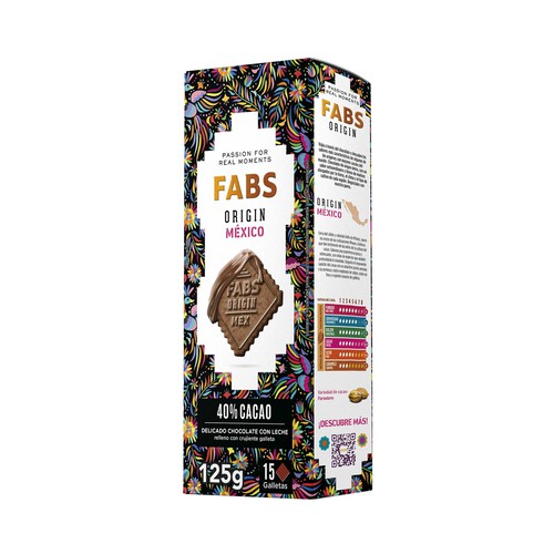 FABS Origin México Galletas de chocolate con leche 125 g.