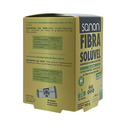 SANON Complemento alimenticio a base de fibra soluble de alta disolución 30 sticks.