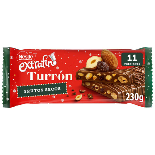 NESTLÉ Turrón de chocolate con frutos secos 230 g.