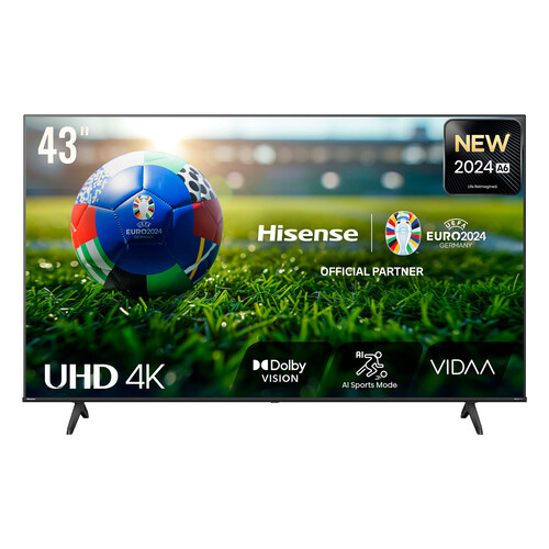 Televisión 109,2cm (43) LED HISENSE 43A6N, 4K, Ultra HD, Smart TV,VIDAA, HDR10+, Dolby Vision, HDMI.