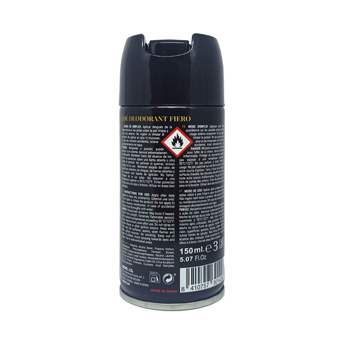 LOÉ Fiero Desodorante en spray para hombre con protección antitranspirante 150 ml.