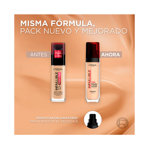 L´ORÉAL PARIS Infaillible 32 h fresh wear tono 315 Base de maquillaje de larga duración y FPS 25.