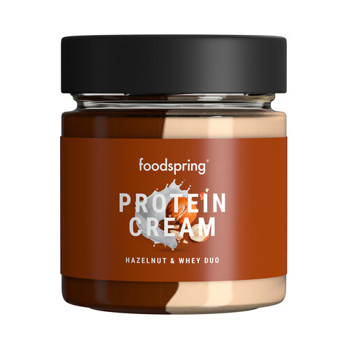 FOODSPRING Crema de avellanas y coco crujiente, rica en proteinas bote 200 g.