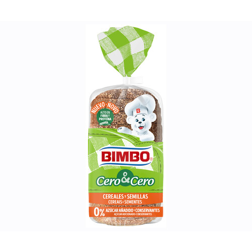 BIMBO Cero cero Pan de molde de cereales y semillas 360 g 