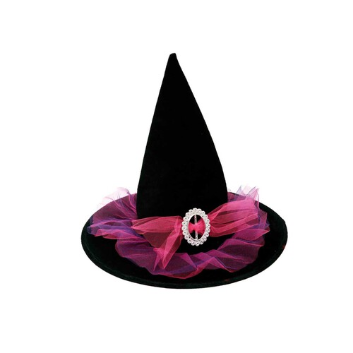 Sombrero Bruja Tul Rosa 58 Cm