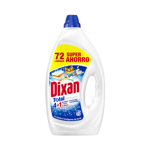 DIXAN Total 4 + 1 Detergen líquido para lavadora 3.24 l, 72 lavados.