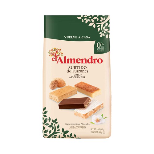 EL ALMENDRO Surtido de turrones sin azúcares añadidos 400 g.