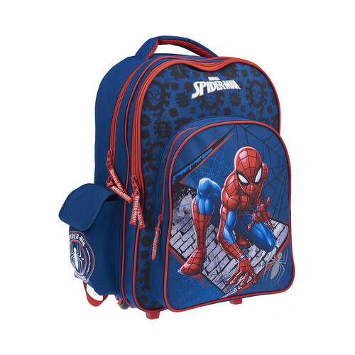 Mochila juvenil SPIDERMAN, varios compartimentos, color azul y rojo, ALCAMPO.