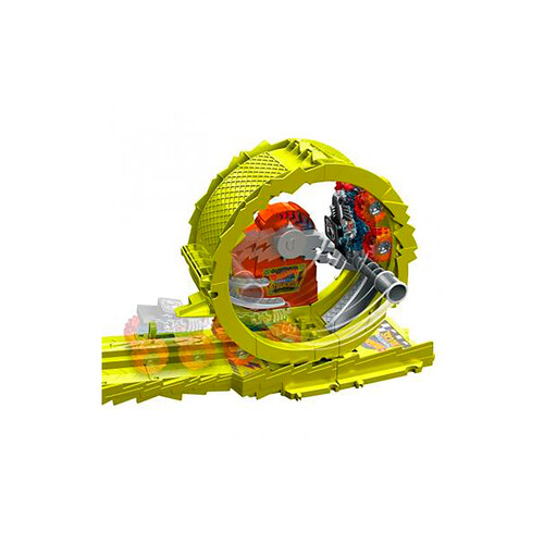 HOT WHEELS Monster Trucks Race & Chase Challenge: Pista y 2 Camiones Skelesaurus, 116cm, +4 años.