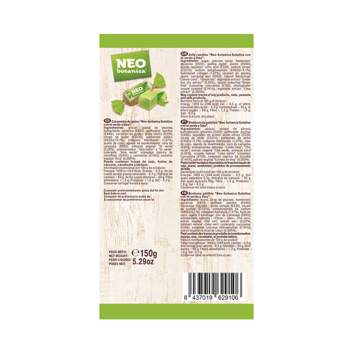 NEO Botánica Gelatina con té verde y lima (caramelos) 150 g.