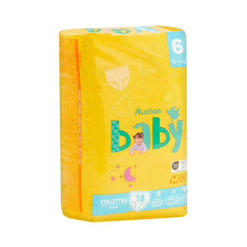 Pants (braguitas) de aprendizaje talla 6 para bebés de 15 a 19 kilogramos PRODUCTO ALCAMPO Baby 18 uds.