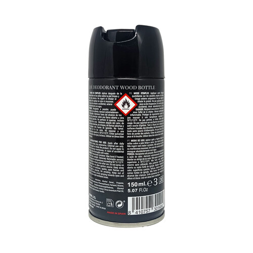 LOÉ Wood bottle Desodorante en spray para hombre con protección antitranspirante 150 ml.