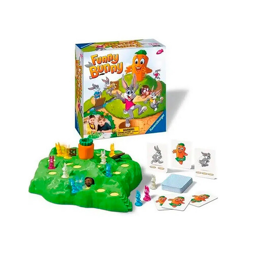 Juego de mesa en Inglés Español y Portugués, Funny Bunny 50 Aniversario, +5 años, RAVENSBURGER.