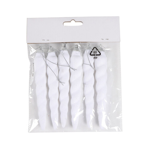 Set de piezas carambano color blanco de 15cm, ACTUEL