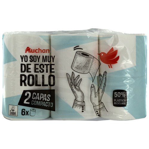 PRODUCTO ALCAMPO Papel higiénico compacto de doble capa con certificado Ecolabel 6 rollos