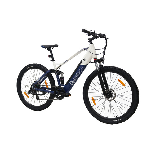 Bicicleta Eléctrica REEBOK MTB 29x2 1P, color azul y blanco, autonomía 70 km, 250 W, ruedas 20.