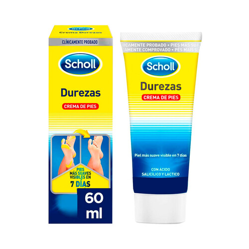 SCHOLL Crema para pies antidurezas, con ácido salicílico y láctico 60 ml.