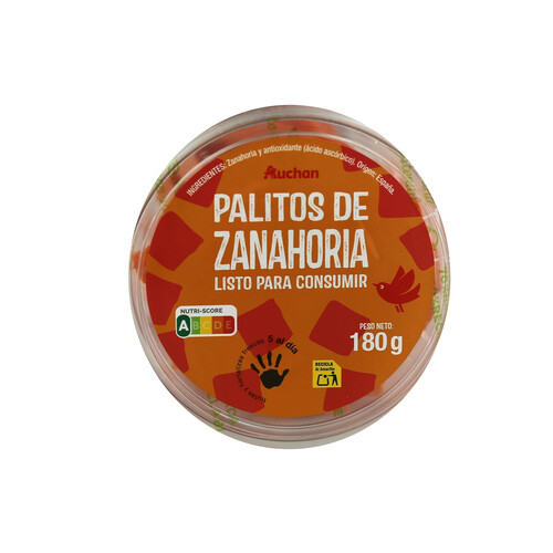 AUCHAN Palitos de zanahoria listos para consumir 180 g. Producto Alcampo