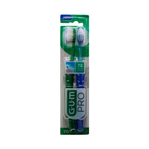 GUM Pro Cepillos de dientes con filamentos medios, para una limpieza profunda 2 uds.