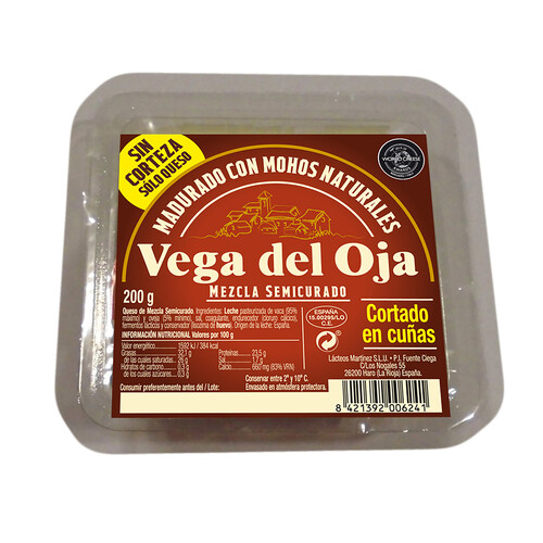 VEGA DEL OJA Queso mezcla semicurado cortado en cuñas, madurado con mohos naturales VEGA DEL OJA 200 g,