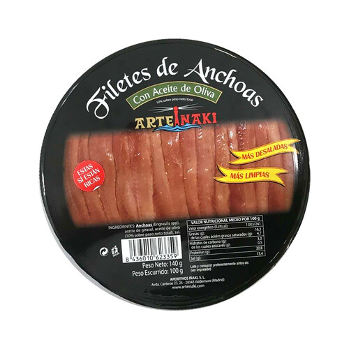 ARTEIÑAKI Filetes de anchoa con aceite de oliva ARTEIÑAKI 100 g.