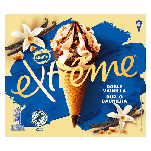 EXTRÈME de Nestlé Cono de helado de vainilla y chocolate con trocitos de almendras 6 x 120 ml.