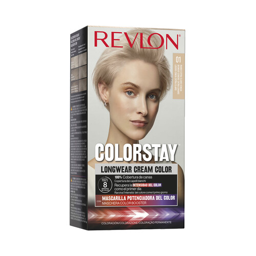 REVLON Coloración permanente tono 01 Rubio extra claro ceniza REVLON Colorstay.