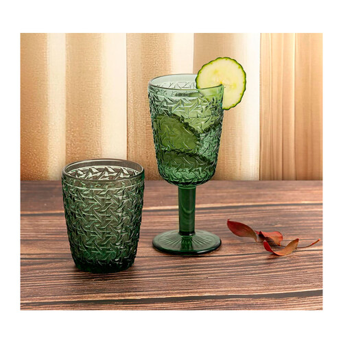 Vaso de vidrio 30cl, color verde, Agata BIDASOA.