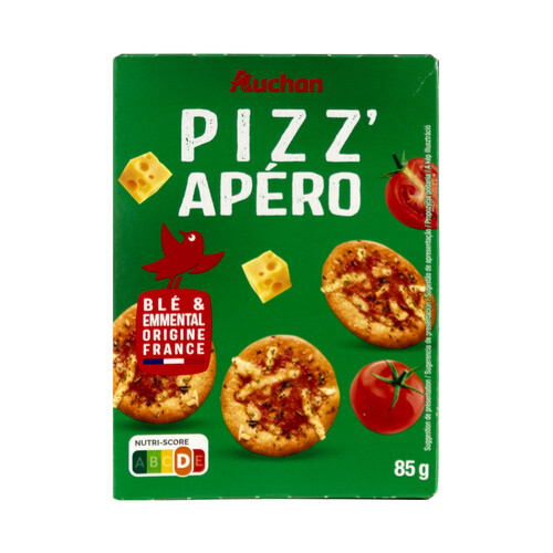 PRODUCTO ALCAMPO Pizz-apéro Crackers con queso Emmental, tomate y hierbas aromáticas 85 g.