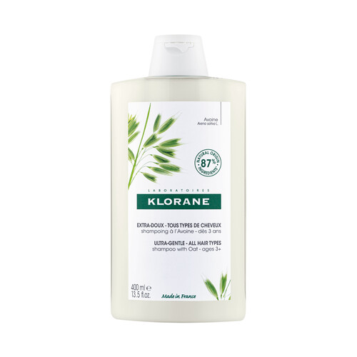 KLORANE Champú a la avena, extrasuave, para todo tipo de cabello 400 ml.