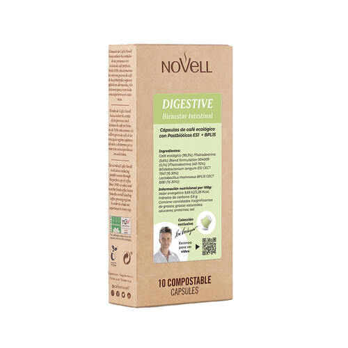 NOVELL Digestive Café en cápsulas ecológico con prostióticos 10 uds. 