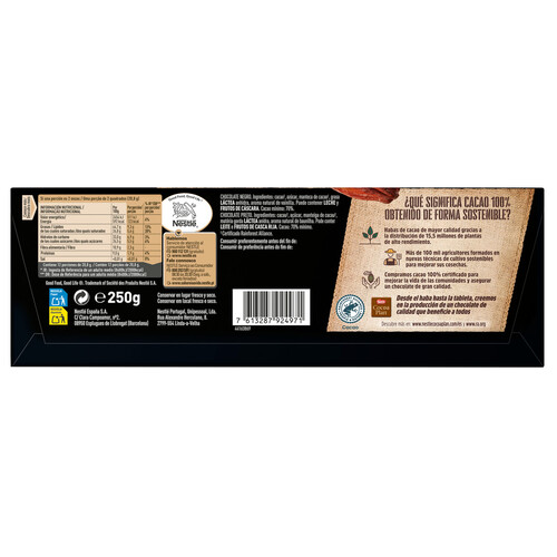 NESTLÉ Dark Chocolate negro 70% 250 g.