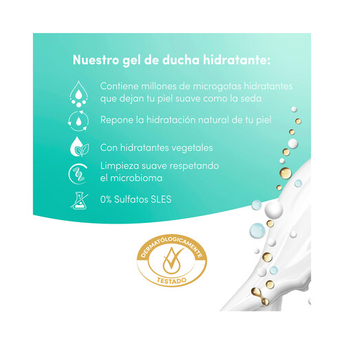 DOVE Advance care Gel hidratante hypoalergénico para baño o ducha 400 ml.