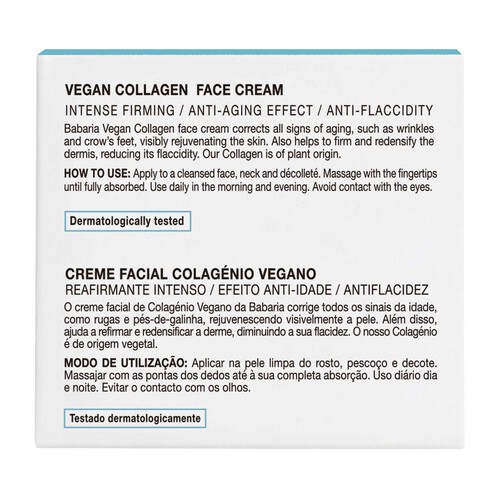 BABARIA Collagen vegan Crema facial de uso dario con acción reafirmante, antiedad y antiflacidez 50 ml.