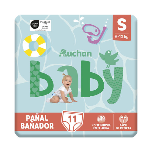 PRODUCTO ALCAMPO Baby Pañales bañador unisex (bañador desechable) talla S, para niños de 6 a 12 kilos 11 uds.