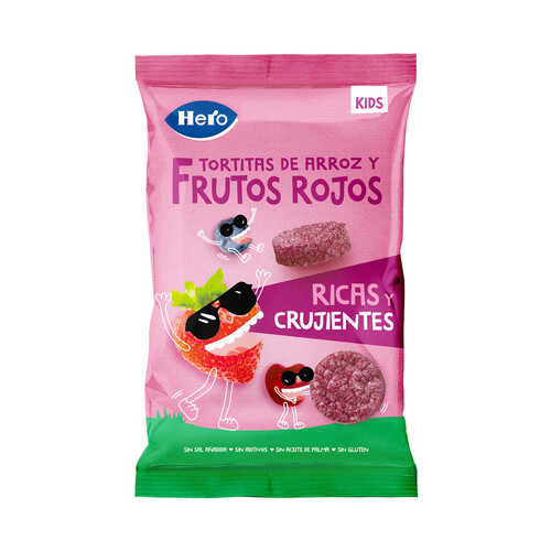 HERO Kids Tortitas infantiles de arroz y frutos rojos, a partir de 36 meses 40 g.