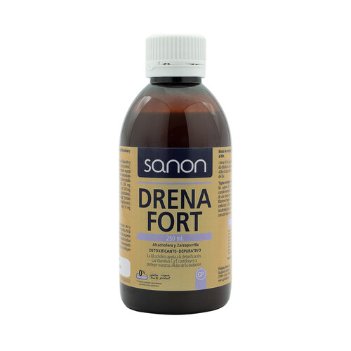 SANON Drena fort Complemento alimenticio a base de alcachofa y zarzaparrilla, sabor a limón 250 ml.