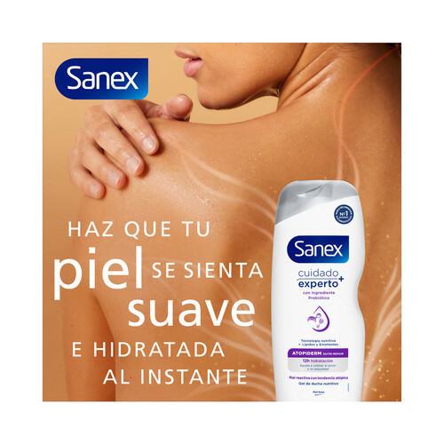 SANEX Cuidado experto+ Gel nutritivo para ducha o baño, para pieles reactivas con tendencia atópica 600 ml.