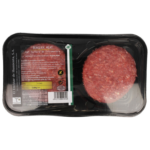 Burger meat de vacuno IGP Ternera de Extremadura 2 x 150 g.