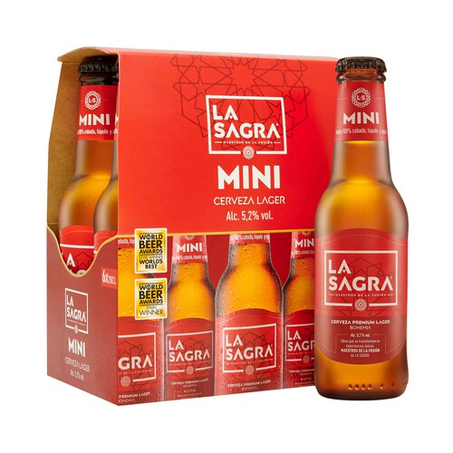 LA SAGRA Mini Cervezas lager botellín 6 bot. x 20 cl.